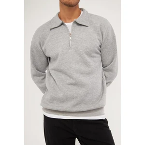 Ghassy Co. Erkek Polo Yaka Oversize Yarım Fermuarlı Sweatshirt