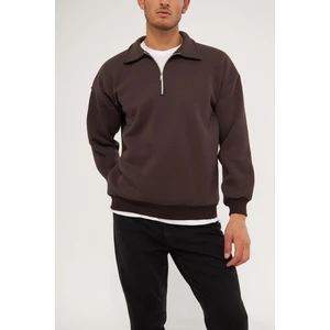 Ghassy Co. Erkek Polo Yaka Oversize Yarım Fermuarlı Sweatshirt