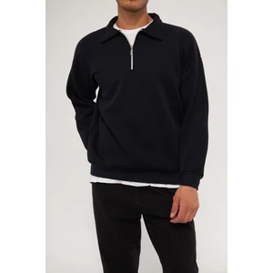 Ghassy Co. Erkek Polo Yaka Oversize Yarım Fermuarlı Sweatshirt