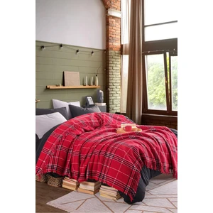 Eponj Home Battaniye Pamuklu Çift Kişilik Warm Soft Kırmızı