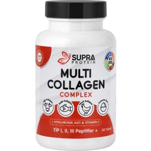 Supra Protein Multi Collagen Complex 60 Tablet- 5 TİP Kolajen- Balık, Sığır, Tavuk, Yumurta Kabuğu Zarı Kolajeni Karışımı + Hyaluronik Asit & Vitamin C