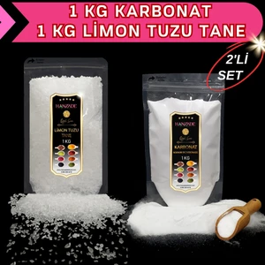 Hanzade Bitkisel Limon Tuzu Tane 1 kg + Karbonat 1 kg 2'li Set