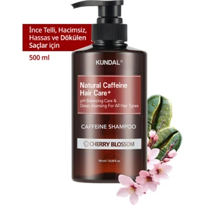 Kafein İçeren Dökülme Karşıtı Bakım Şampuanı KUNDAL Caffeine Scalp Shampoo 500ml (Cherry Blossom)