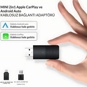 Mini 2in1 Android ve Apple Cihazlar Için Wireless/kablosuz Android Auto ve Carplay Adaptörü (OT-CP862)