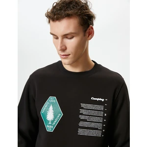 Slogan Baskılı Sweatshirt Bisiklet Yaka Uzun Kollu