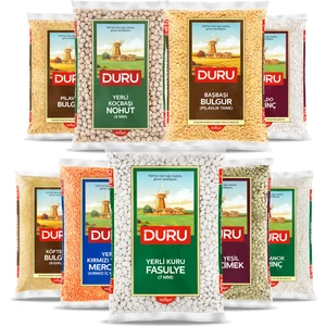 9 Çeşit Bakliyat Paketi 1 kg Nohut Fasulye Mercimek Pirinç ve Bulgur Çeşitleri