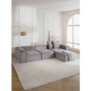S Home Design Concept Frida Modüler Köşe Koltuk Takımı 4 Modül Pofidik Köşe Fitilli, Gri