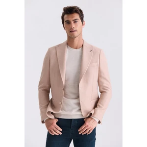 Bej Slim Fit Sivri Yaka Yazlık Spor Ceket