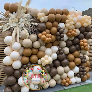 Ata Parti Dünyası ^^ Doğum Günü Konsepti * Çikolata Kahve * Karamel * Deniz Kumu * Beyaz * 60 Lı Balon Zinciri Parti Seti