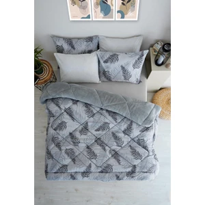 Marla Home Premium Welsoft Pamuklu Palm Desen  Çift Taraflı Pofuduk Çift Kişilik Uyku Seti