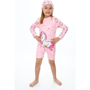 Angelos Girls Kız Çocuk Yüzücü Şortlu Boneli 2 Parça Mayo Takımı 3-10 Yaş 028