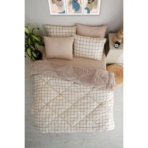 Marla Home Premium Welsoft Pamuklu Line Desen  Çift Taraflı Pofuduk Çift Kişilik Uyku Seti