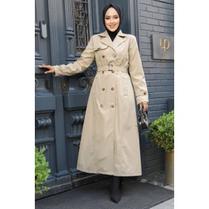 Neva Style Kemerli Bej Tesettür Trençkot 61500BEJ