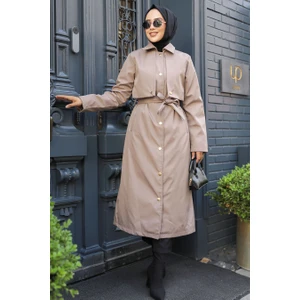 Neva Style Düğmeli Vizon Tesettür Trençkot 62131V