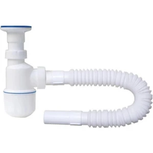 Taslı Körüklü Lavabo Sifonu Paslanmaz Süzgeç ve Vidalı