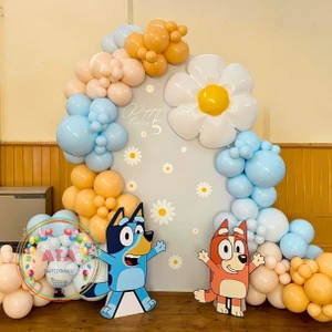 Ata Parti Dünyası ^^ Doğum Günü Konsepti * Sütlü Kahve * Retro Beyaz * Makaron Mavi * 60 Lı Balon Zinciri Parti Seti