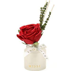 200 ml Buzlu Cam Şişe Kırmızı Gül Dekorlu Garden Rose-Pudra Oda Kokusu