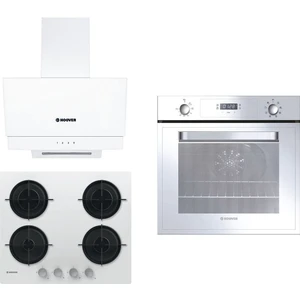 3lu Beyaz Cam Ankastre Set (HOT3051WI/E FIRIN/HVW6MW Setustu OCAK/HDG6C2GWTK Davlumbaz)