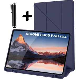 M.tk moveteck Xiaomi Poco Pad 12.1 Inç Tablet Kılıf Kalem Bölmeli Katlanabilir Standlı Pu Deri Yumuşak Uyku Modlu Kapak