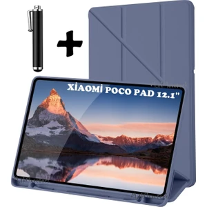 M.tk moveteck Xiaomi Poco Pad 12.1 Inç Tablet Kılıf Kalem Bölmeli Katlanabilir Standlı Pu Deri Yumuşak Uyku Modlu Kapak