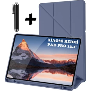 M.tk moveteck Redmi Pad Pro 12.1 Inç Kılıf Kalem Bölmeli Katlanabilir Standlı Pu Deri Yumuşak Uyku Modlu Zırh Kapak
