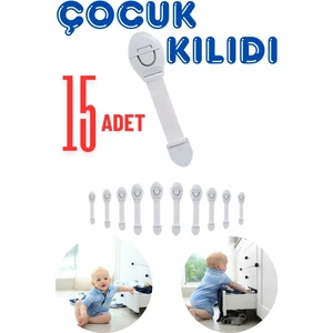 15 Adet Çocuk Bebek Çekmece Dolap Beyaz Eşya Güvenlik Emniyet Koruma Kilidi - Çok Amaçlı Kilit