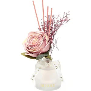 200 ml Buzlu Cam Şişe Pembe Gül Dekorlu Ice Flowers Oda Kokusu