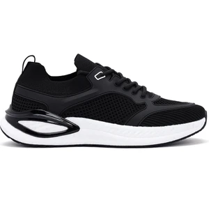 Zero Erkek Siyah Bağcıklı Kalın Tabanlı Kumaş Sneaker 24SFD69236F