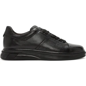 Erkek Siyah Bağcıklı Deri Sneaker 24SFD6024FT