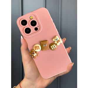 Apple iPhone 15 Pro Uyumlu Kamera Korumalı Ayıcık Figürlü Chocolate Bear Kılıf