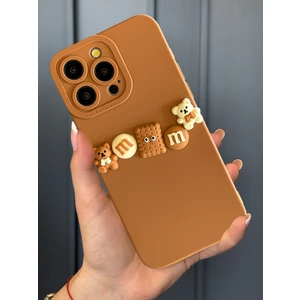 Apple iPhone 15 Pro Uyumlu Kamera Korumalı Ayıcık Figürlü Chocolate Bear Kılıf