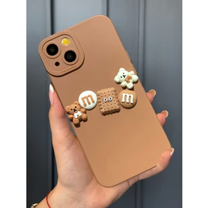 Apple iPhone 14 Uyumlu Kamera Korumalı Ayıcık Figürlü Chocolate Bear Kılıf