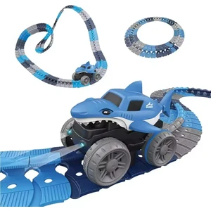 Learning Fun DIY Shark Track Esnek Raylı 138 Parça Yarış Pisti Pilli Arabalı