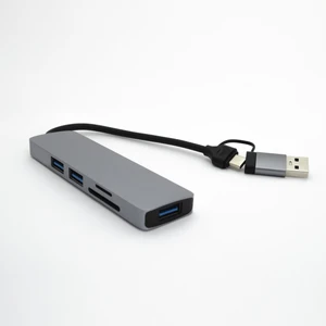5in1 UsbA ve Type-C to 3x USB3.0, TF, SD, Type-C Çoklayıcı Hub Adaptör