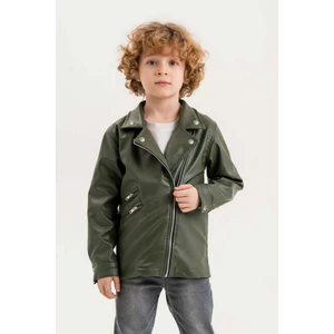 Gold Class Kidswear Fermuarlı Erkek Çocuk Deri Ceket
