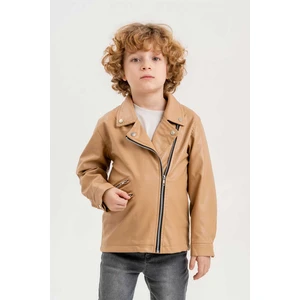 Gold Class Kidswear Fermuarlı Erkek Çocuk Deri Ceket