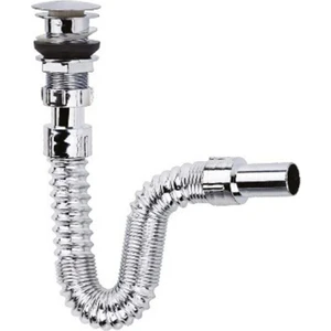 Krom Basmalı Sifon - Körüklü Sifon - Lavabo Mutfak Sifonu - Bas Stoplu