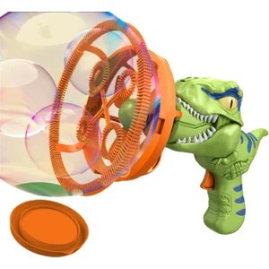 Yumuşak Vantilatörlü Bubble In Bubble Baloncuk Tabancası Köpük Makinesi Baloncuk Makinesi Dinozor Yeşil