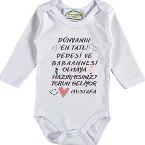 Dünyanın En Tatlı Dedesi ve Babaannesi Olmaya Hazırmısınız Yazılı Bebek Zıbın