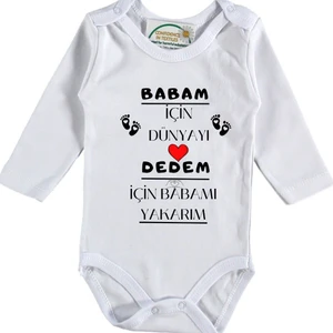 Babam Için Dünyayı Dedem Için Babamı Yakarım Yazılı Bebek Zıbın