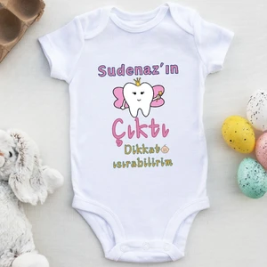Ilk Dişi Çıktı Dikkat Isırabilirim Yazılı Kız Bebek Zıbın