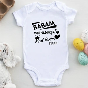Babam Var Oldukça Kral Benim Yazılı Erkek Bebek Zıbın