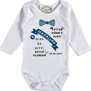 Sünnet Oldu Oldu Da Bitti Azıcık Ucundan Yazılı Bebek Zıbın