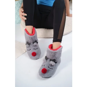 Kadın Geyik Figürlü Ev Botu Panduf Anne Çocuk Yumuşak Rahat Sessiz Taban Ev Ayakkabısı