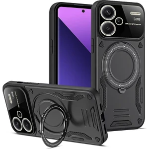 M.tk moveteck Xiaomi Redmi Note 13 Pro Plus Kılıf Magsafe Dönebilen Halkalı Standlı Kamera Korumalı Gold Detaylı