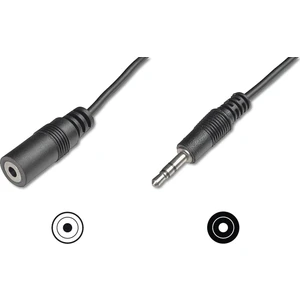 Audio Uzatma Kablosu, stereo 3.5mm Erkek - 3.5mm Dişi, 5 metre, CCS, 2x0.10/10, zırhlı, siyah renk
