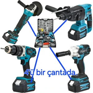 Profesyonel Şarjlı Ultra 4lü Set Takımı Kırıcı Delici Somun Sıkma Taşlama ve Vidalama Matkap 58vf PH-SM093