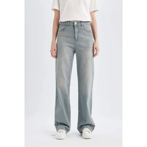 90's Wide Leg Yüksek Bel Uzun Jean Yıkamalı Pantolon D6835AX24AU