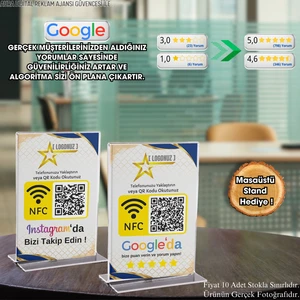 Google Işletme Yorum Kartı - Standlı - Nfc ve Karekod Özellikli