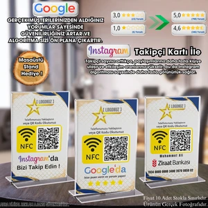 Google Işletme Yorum Kartı - Standlı - Nfc ve Karekod Özellikli